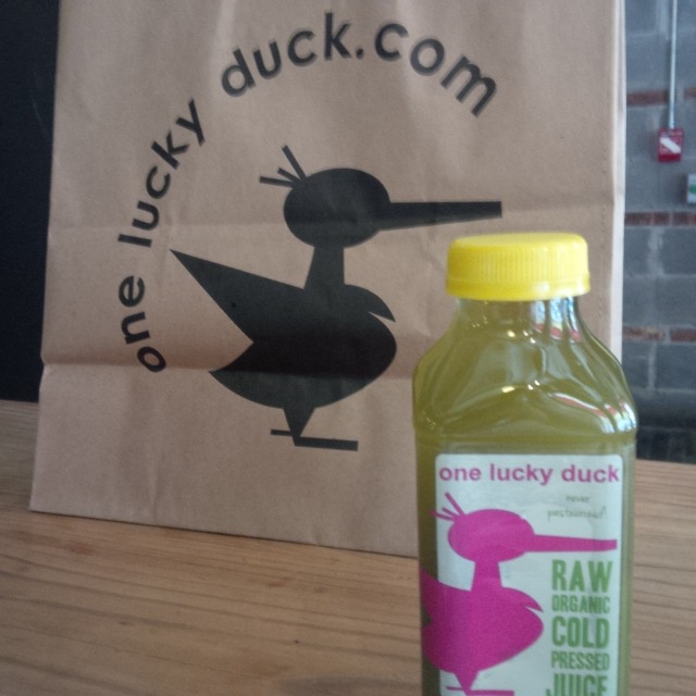 One Lucky  Duck Green Juice takeaway at Chelsea Market NYC